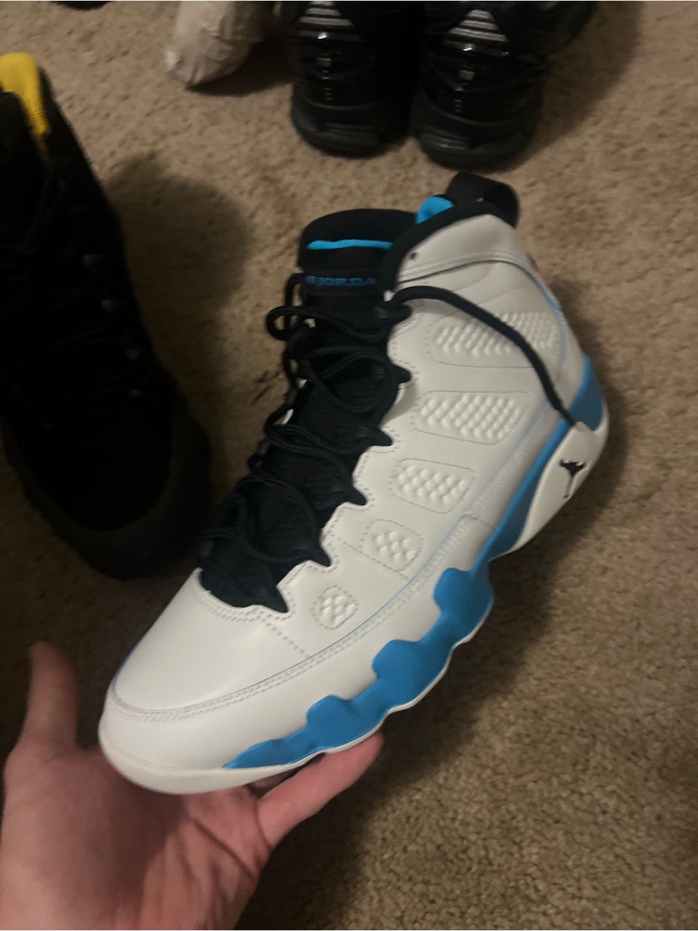 Jordan Kids White and Blue High-Top Sneakers